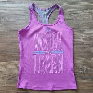 Under Armour UA Watch And Learn Ribbed Graphic Tank Top Purple Girls Medium